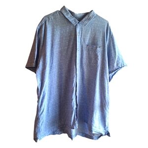 Eddie Bauer 2X Chambray Button Up Shirt Cotton Linen Beach Pocket Casual